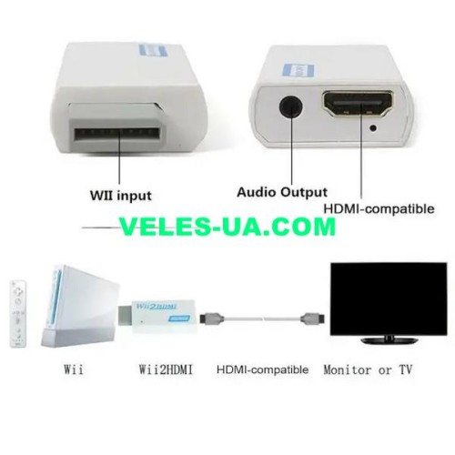 перехідник Конвертер Nintendo Wii в HDMI відео аудіо 1080p 3,5 адаптер Converter (артикул: 08-2256.) перехідник Конвертер Nintendo Wii в HDMI відео аудіо 1080p 3,5 адаптер Converter (артикул: 08-2256.)