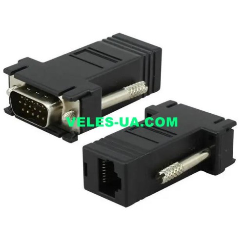 перехідник Подовжувач VGA по витій парі RJ45 на відстань до 30 м (пара) (артикул: 08-2261.) перехідник Подовжувач VGA по витій парі RJ45 на відстань до 30 м (пара) (артикул: 08-2261.)