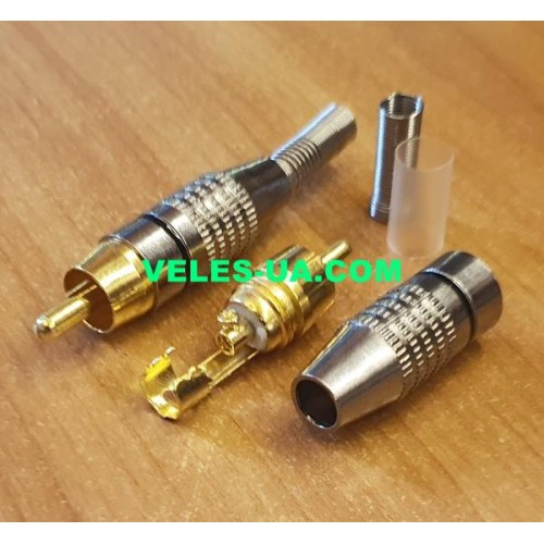 штекер RCA метал silver-Gold з пружиною d5.0mm чорний, під кабель (артикул: 08-2352.BK) штекер RCA метал silver-Gold з пружиною d5.0mm чорний, під кабель (артикул: 08-2352.BK)