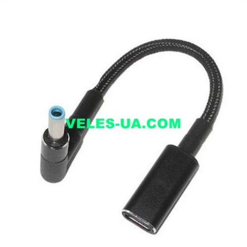 перехідник штекер d4,5/d3,0+1pin кутовий х гніздо Type-C, PD65W type-c to HP 4530, короткий кабель (артикул: 08-2389.) перехідник штекер d4,5/d3,0+1pin кутовий х гніздо Type-C, PD65W type-c to HP 4530, короткий кабель (артикул: 08-2389.)
