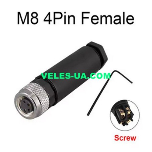 M8 4 pin, Гніздо (F) для датчиків, під кабель (артикул: 08-2423.) M8 4 pin, Гніздо (F) для датчиків, під кабель (артикул: 08-2423.)