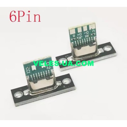 Гніздо Type-C, 3.1, монтажне 6pin, на струм до 5А, на копрус, з вухами (артикул: 08-2428.) Гніздо Type-C, 3.1, монтажне 6pin, на струм до 5А, на копрус, з вухами (артикул: 08-2428.)