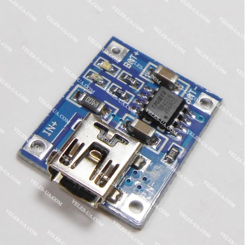 ЗП mini USB літій-іонних (літій-полімерних) акумуляторів 3.7В 1А, TP4056 (артикул: 09-0391.) ЗП mini USB літій-іонних (літій-полімерних) акумуляторів 3.7В 1А, TP4056 (артикул: 09-0391.)