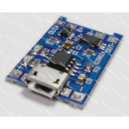 ЗП mikro USB літій-іонних (літій-полімерних) акумуляторів 3.7В 1А, TP4056, 03962A (артикул: 09-0425.) ЗП mikro USB літій-іонних (літій-полімерних) акумуляторів 3.7В 1А, TP4056, 03962A (артикул: 09-0425.)