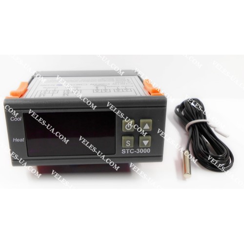 Терморегулятор цифровий AC220V, -50*C+110*C; NTC дріт 1м; Iout=2X10A(relay), STC-3000 в корпусі (артикул: 09-1330.) Терморегулятор цифровий AC220V, -50*C+110*C; NTC дріт 1м; Iout=2X10A(relay), STC-3000 в корпусі (артикул: 09-1330.)