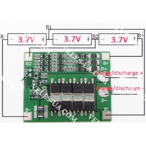 ЗП BMS 3S 25A 11,1В (12,6В) (артикул: 09-1394.) ЗП BMS 3S 25A 11,1В (12,6В) (артикул: 09-1394.)
