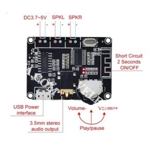 Аудіо-модуль з Bluetooth та підсилювачем 5W+5W на XY-P5W, гн.mikoUSB (артикул: 09-1415.) Аудіо-модуль з Bluetooth та підсилювачем 5W+5W на XY-P5W, гн.mikoUSB (артикул: 09-1415.)