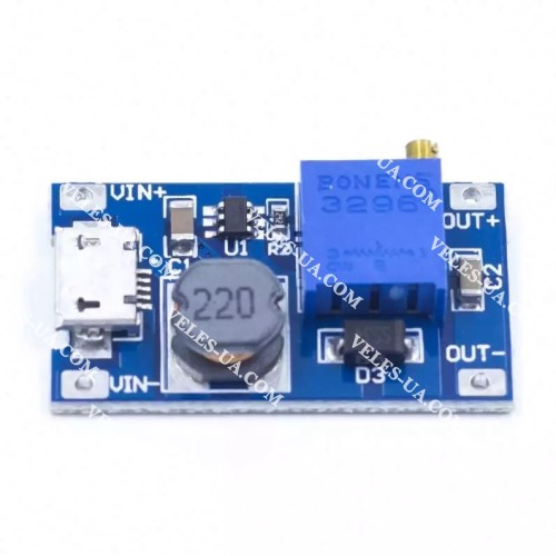 модуль Step-UP DC-DC, 2.0A, Uin=2.0-24V, Uout=5.0-28V, mikroUSB, MT3608, ICSA004A , на підвищення (артикул: 09-1421.) модуль Step-UP DC-DC, 2.0A, Uin=2.0-24V, Uout=5.0-28V, mikroUSB, MT3608, ICSA004A , на підвищення (артикул: 09-1421.)