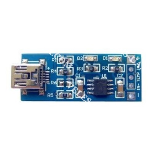 ЗП mini USB Li - акумуляторів 3.7В 1А, TP4056 + контроль заряду та температури (артикул: 09-1423.) ЗП mini USB Li - акумуляторів 3.7В 1А, TP4056 + контроль заряду та температури (артикул: 09-1423.)