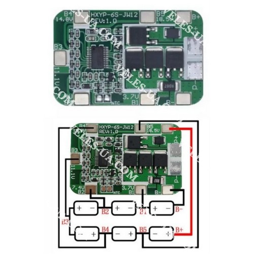 ЗП BMS 6S 14A 22,2В Li-ion, без балансу (артикул: 09-1428.) ЗП BMS 6S 14A 22,2В Li-ion, без балансу (артикул: 09-1428.)