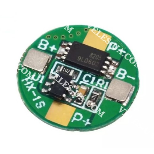 ЗП BMS 1S 3A, 3.7В, із захистом - перезаряд/перерозряд, DW01 та 8205A, кругла (артикул: 09-1434.) ЗП BMS 1S 3A, 3.7В, із захистом - перезаряд/перерозряд, DW01 та 8205A, кругла (артикул: 09-1434.)