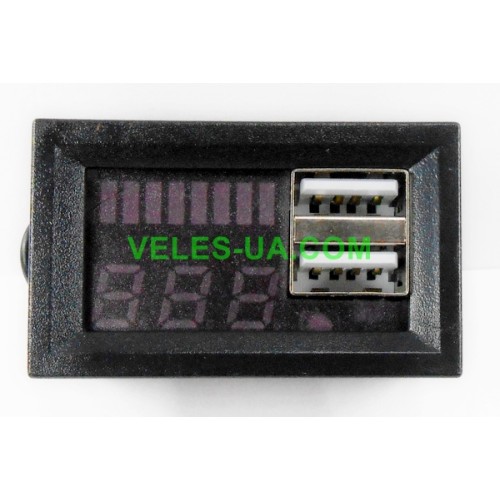 Індикатор заряду акумулятора з вольтметром, + 2гн USB QC2.0 3.0, Uсс=12V, LED 0.28 Індикатор заряду акумулятора з вольтметром, + 2гн USB QC2.0 3.0, Uсс=12V, LED 0.28