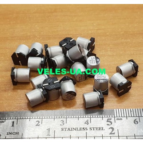 конденсатор 220 mkF x 10V 105C 6х7.7 SMD (артикул: 10-0850) конденсатор 220 mkF x 10V 105C 6х7.7 SMD (артикул: 10-0850)