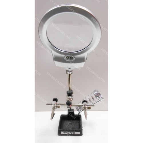 Збільшувальне скло на підст.з зажим.+підст.під паяльн.з піссвіткою 3х- кр.збільш. d-90мм MG16129-A (артикул: 11-0170) Збільшувальне скло на підст.з зажим.+підст.під паяльн.з піссвіткою 3х- кр.збільш. d-90мм MG16129-A (артикул: 11-0170)