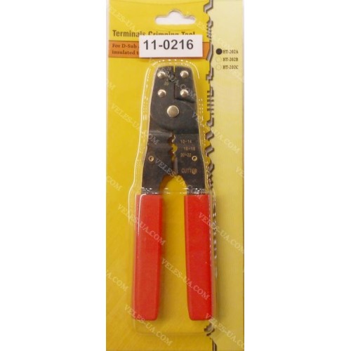 Кліщі обжимні для клем D-SUB 26-28AWG,10-14/16-18/20-22AWG, R'Deer RT-202B, HT-202B(A) червоні ручки (артикул: 11-0216) Кліщі обжимні для клем D-SUB 26-28AWG,10-14/16-18/20-22AWG, R'Deer RT-202B, HT-202B(A) червоні ручки (артикул: 11-0216)