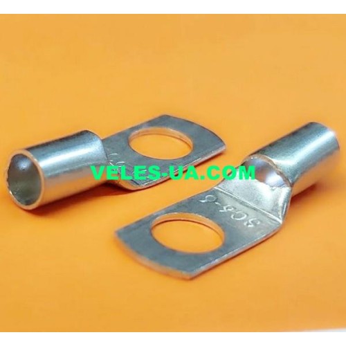 Клема силова тип ''O'' d6,0mm на дріт 6кв,мм Мідь Оцинкована, 10AWG, не ізольоване (артикул: 17-1051.) Клема силова тип ''O'' d6,0mm на дріт 6кв,мм Мідь Оцинкована, 10AWG, не ізольоване (артикул: 17-1051.)