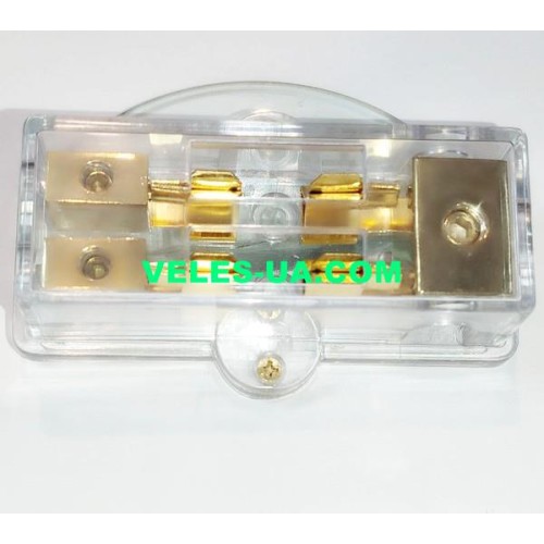 Тримач Авто- ЗАПОБІЖНИКа (подвійний) d10x38 Gold 4GAx3IN 8GAx2OUT (артикул: 20-0803) Тримач Авто- ЗАПОБІЖНИКа (подвійний) d10x38 Gold 4GAx3IN 8GAx2OUT (артикул: 20-0803)