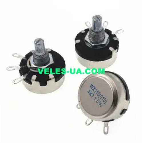 Резистор 10кОм 1W, WX110 WX010 (ручка d=6mm, L ручки=9.5mm, L різьби=10mm) однообертовий (артикул: 22-0307.) Резистор 10кОм 1W, WX110 WX010 (ручка d=6mm, L ручки=9.5mm, L різьби=10mm) однообертовий (артикул: 22-0307.)