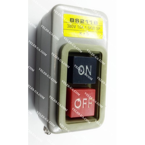 кнопка ел/інстр Промстанок, Кнопка-пускач 380V 10A 1500W 3P,BS211B 23-1374 (артикул: 23-1374) кнопка ел/інстр Промстанок, Кнопка-пускач 380V 10A 1500W 3P,BS211B 23-1374 (артикул: 23-1374)