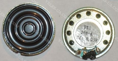 Дин.Pmax= 0.25W (Pua= 0,038 Вт), 20мм, 8 Ohm, model:TRI20N-A 1шт (артикул: 28-0122.) Дин.Pmax= 0.25W (Pua= 0,038 Вт), 20мм, 8 Ohm, model:TRI20N-A 1шт (артикул: 28-0122.)