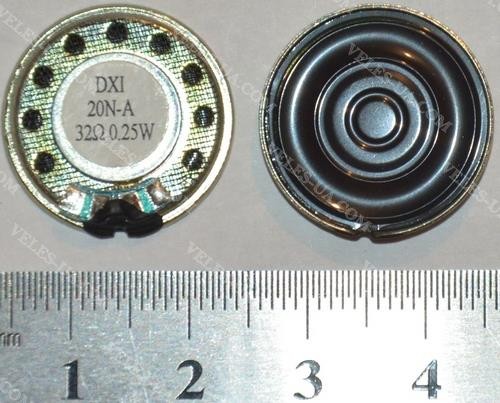 Дин.Pmax= 0.25W (Pua= 0,038 Вт), 20мм, 32 Ohm, model:TRI20N-A, метал 1шт (артикул: 28-0215.) Дин.Pmax= 0.25W (Pua= 0,038 Вт), 20мм, 32 Ohm, model:TRI20N-A, метал 1шт (артикул: 28-0215.)