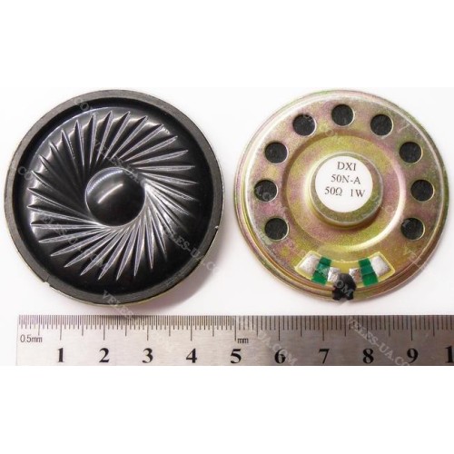 Дин.Pmax= 1W (Pua= 0,15 Вт), 50мм, 50 Ohm, model:TRI50N-C, метал 1шт (артикул: 28-0223.) Дин.Pmax= 1W (Pua= 0,15 Вт), 50мм, 50 Ohm, model:TRI50N-C, метал 1шт (артикул: 28-0223.)