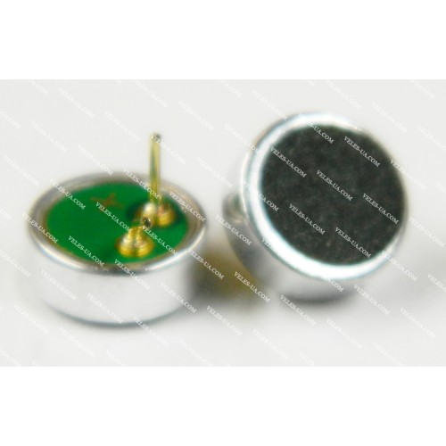 Мікрофон електретний, d6.0x2.2mm, VDC (1.5-10V), -48...66dB, s/n=56dB, Imax=0.5mA, з ножками, Китай (артикул: 28-0762.) Мікрофон електретний, d6.0x2.2mm, VDC (1.5-10V), -48...66dB, s/n=56dB, Imax=0.5mA, з ножками, Китай (артикул: 28-0762.)