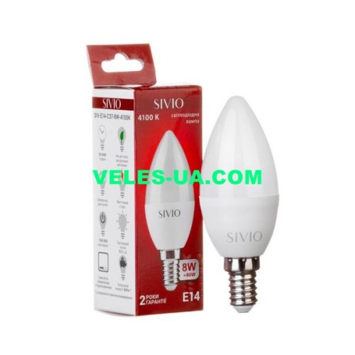 LED-лампа E14-SIV-C37-6...8W-4100K SIVIO (артикул: 29-0083.WN) LED-лампа E14-SIV-C37-6...8W-4100K SIVIO (артикул: 29-0083.WN)