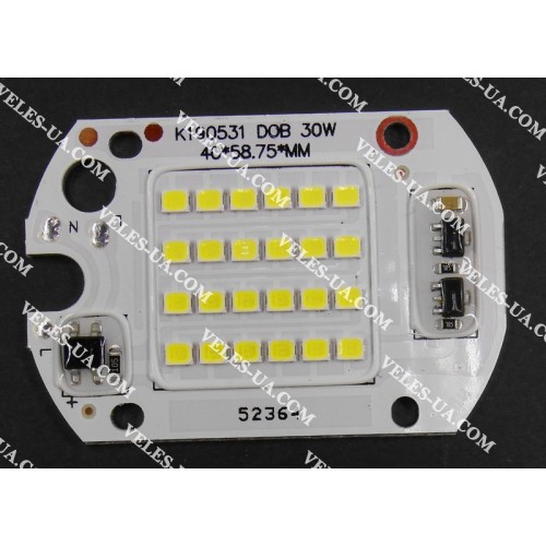 світлодіод 30W, 6000K SMD + IC драйвер 220V, БІЛИЙ холодний (матриця) (артикул: 29-0161.WC) світлодіод 30W, 6000K SMD + IC драйвер 220V, БІЛИЙ холодний (матриця) (артикул: 29-0161.WC)