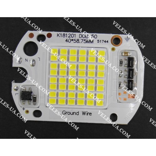 світлодіод 50W, 6000K SMD + IC драйвер 220V, БІЛИЙ холодний (матриця) (артикул: 29-0162.WC) світлодіод 50W, 6000K SMD + IC драйвер 220V, БІЛИЙ холодний (матриця) (артикул: 29-0162.WC)