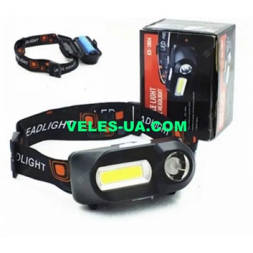 Ліхтарик налобний LED KX-1804 COB, mikro USB (акумулятор 18650) (артикул: 29-0629) Ліхтарик налобний LED KX-1804 COB, mikro USB (акумулятор 18650) (артикул: 29-0629)