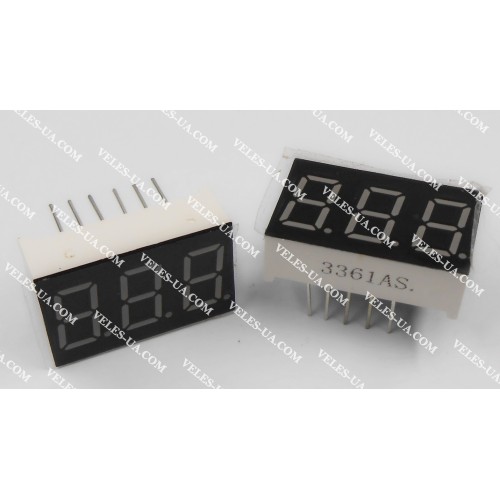 LED індикатор 3 роз., Катод, RD, 0.36 LED індикатор 3 роз., Катод, RD, 0.36