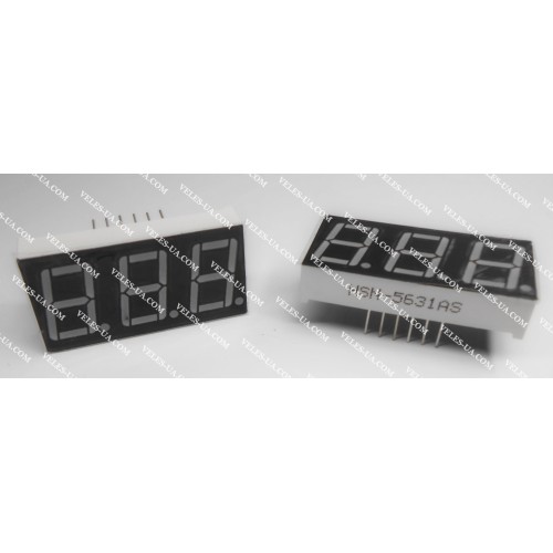 LED індикатор 3 роз., Катод, RD, 0.56 LED індикатор 3 роз., Катод, RD, 0.56