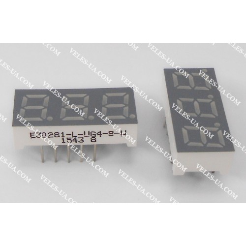 LED індикатор 3 роз., Катод, GN, 0.28 LED індикатор 3 роз., Катод, GN, 0.28
