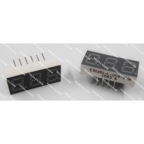 LED індикатор 3 роз., Катод, Y, 0.28 LED індикатор 3 роз., Катод, Y, 0.28