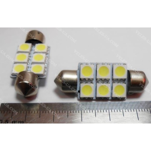 авто-лампочка S-36mm-6LED SMD5050 БІЛИЙ model:255 (артикул: 29-1058.WC) авто-лампочка S-36mm-6LED SMD5050 БІЛИЙ model:255 (артикул: 29-1058.WC)
