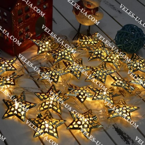 гірлянда 20LED, Зірки Gold, 4м, білий теплий, RV-09-2 (артикул: 29-1513.) гірлянда 20LED, Зірки Gold, 4м, білий теплий, RV-09-2 (артикул: 29-1513.)