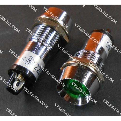 Неонка 220V d=12mm ЗЕЛЕНА в корпусі art:4622-12 (артикул: 29-4622-12.GN) Неонка 220V d=12mm ЗЕЛЕНА в корпусі art:4622-12 (артикул: 29-4622-12.GN)