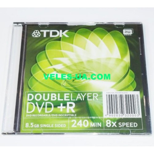 DVD+R DL 8,5 Gb TDK 2,4,8x 240mins духслойний + КОРОБОЧКА (артикул: 33-1045) DVD+R DL 8,5 Gb TDK 2,4,8x 240mins духслойний + КОРОБОЧКА (артикул: 33-1045)