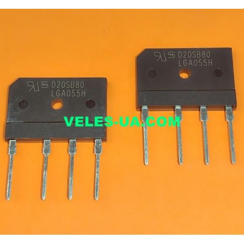 міст 20A x 800V корпус Гребінка, виводи Гнучкі, D20SB80 (артикул: D20SB80) міст 20A x 800V корпус Гребінка, виводи Гнучкі, D20SB80 (артикул: D20SB80)