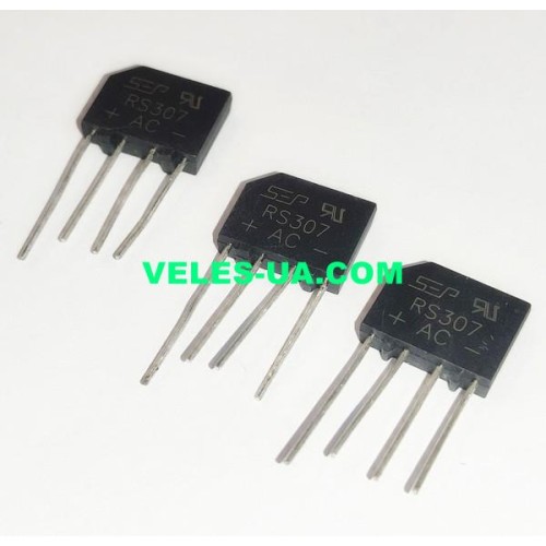 міст 3A x 1000V корпус Гребінка, виводи Гнучкі, RS307, KBP310 (артикул: RS307) міст 3A x 1000V корпус Гребінка, виводи Гнучкі, RS307, KBP310 (артикул: RS307)